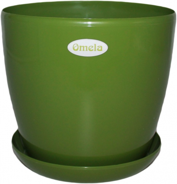 Горшок пластиковый Омела Глянец 3,3 л круглый олива 