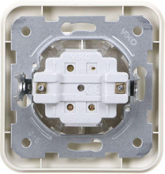 Вимикач двоклавішний Viko Rollina без підсвітки 10 А 250В кремовий 90421002