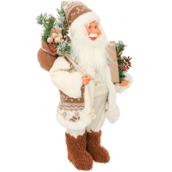 Фігура Дід Мороз SDB004B 40 см біло-бежевий