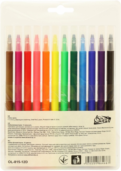 Фломастери Drifting з трикутним корпусом 12 шт 540196 Olli