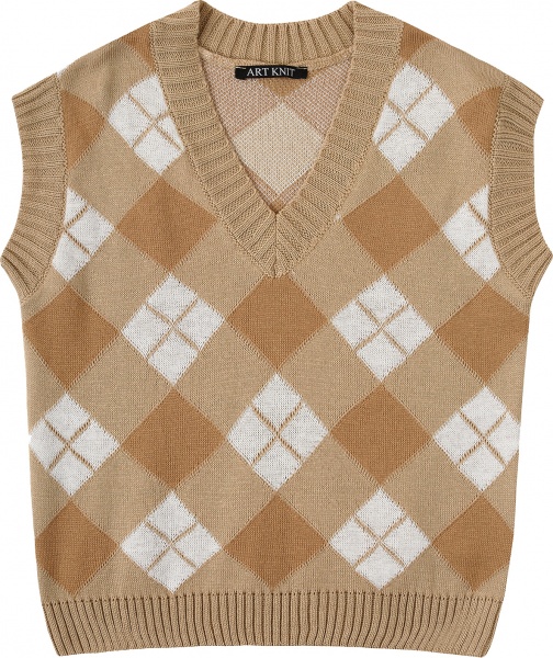 Жилет для девочки ART KNIT Ромб р.128 бежевый 