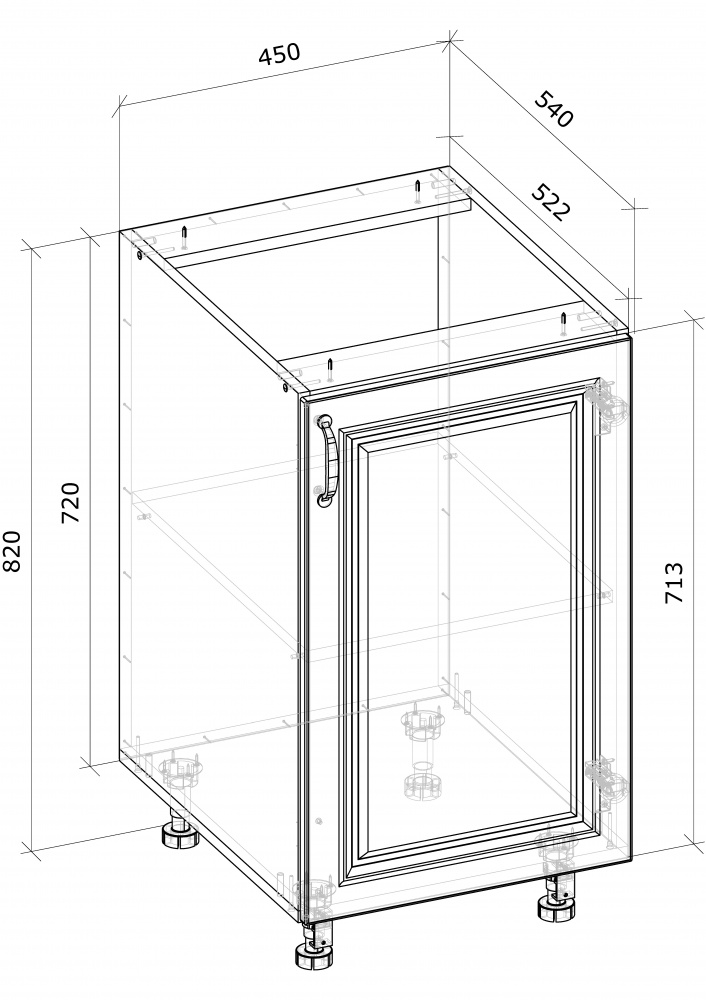 Тумба нижня Н 45/82/54 МДФ МС Глорія біла емаль/дуб артізан Грейд