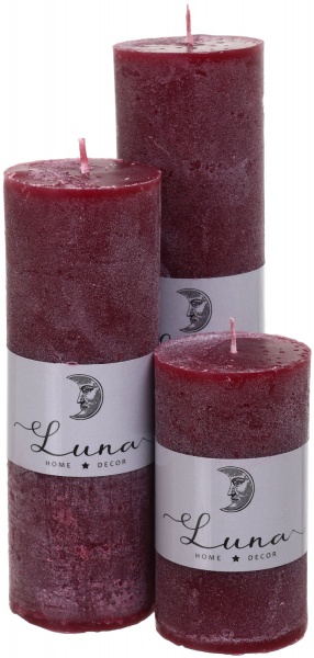 Свічка Рустік циліндр Red Wine C5516-504 Luna