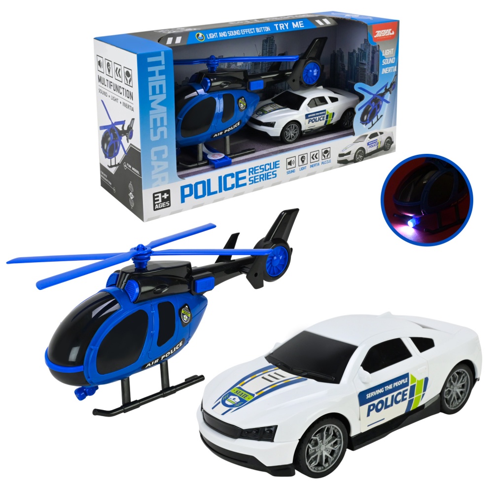 Игровой набор транспорта Shantou Полицейские службы, вертолет и машинка JP588-84B