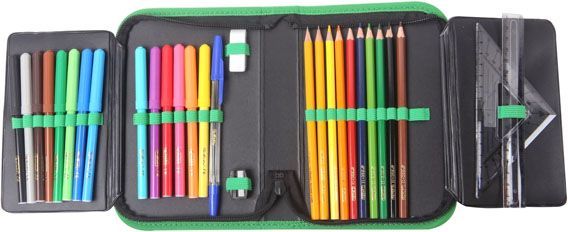 Пенал 31 предмет Dino Jungle 50021017 Herlitz темно-серый