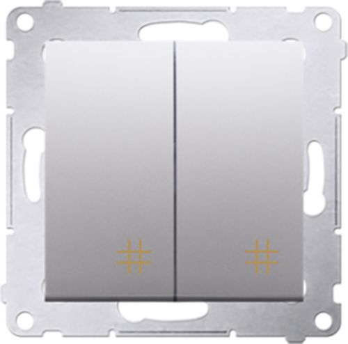 Вимикач перехресний двоклавішний Premium без підсвітки 10 А 250В срібний DW7/2.01/43