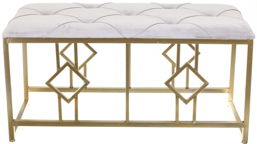 Банкетка La-Graf 900х420х460 мм светло-серый/золотой (A-017)