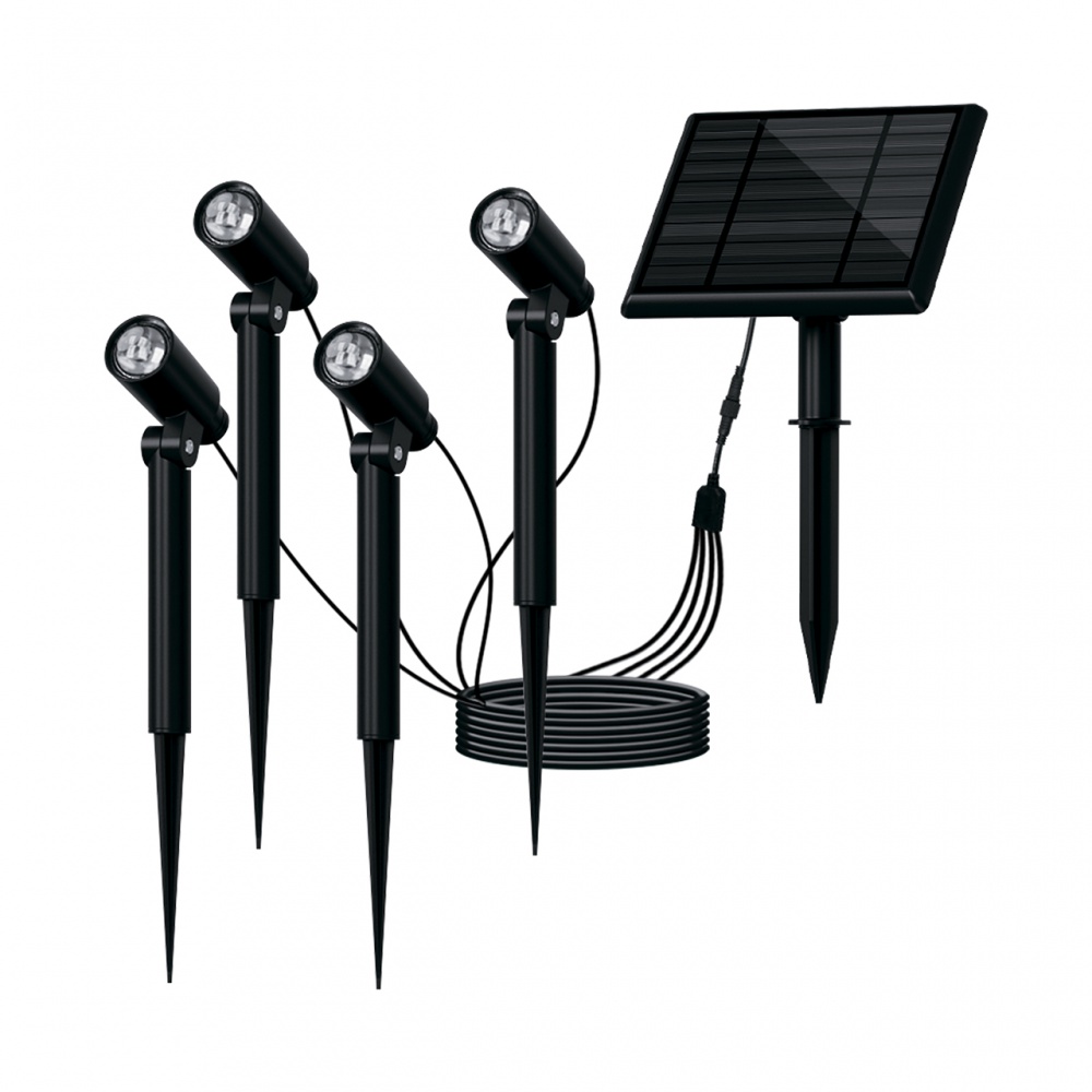 Світильник на сонячній батареї Eurolamp 3,5 Вт IP54 чорний LED-3,5W/6500K-4(S)