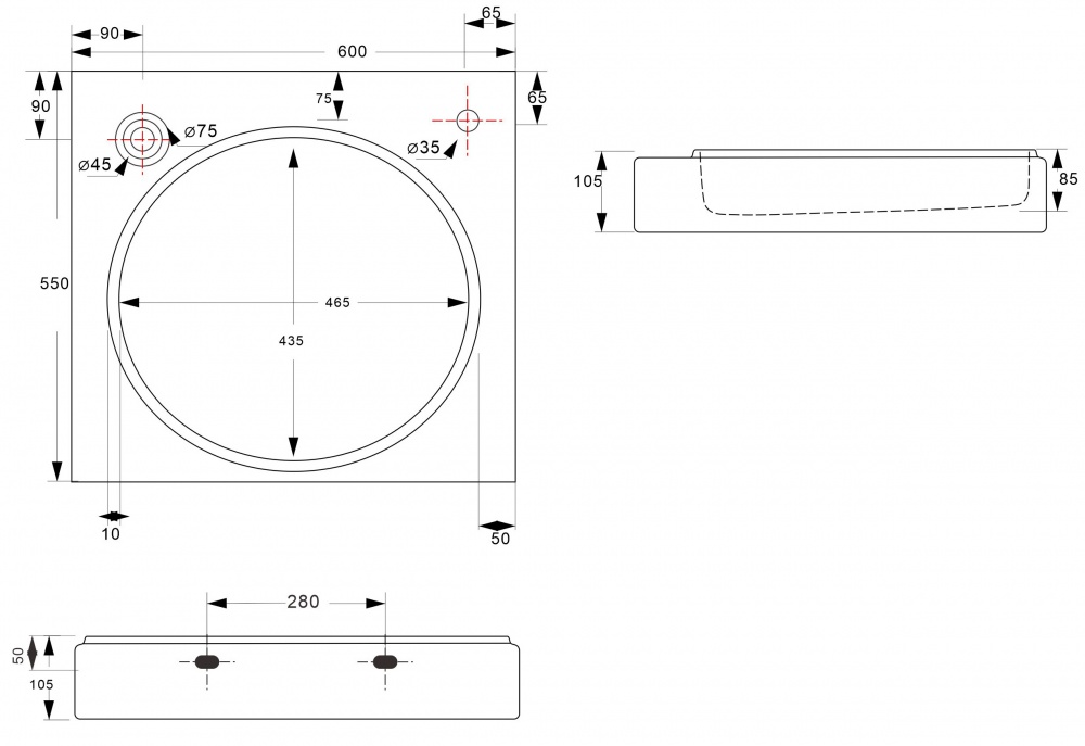 Умивальник над пральною машиною Water House Compact Space Drift 60х55х10,5 см