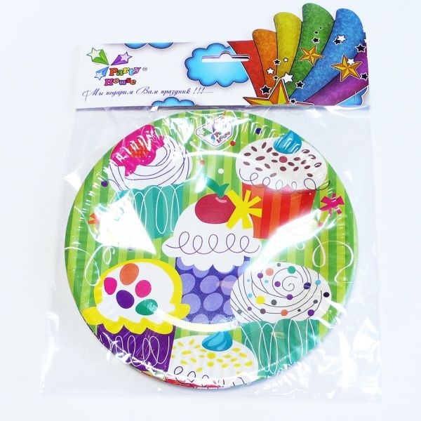 Тарелки бумажные Party House «Кексы» 180 мм 6 шт.