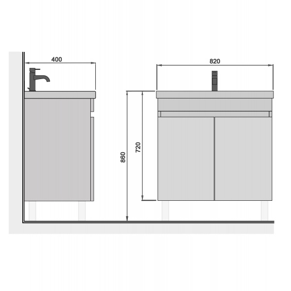 Тумба підвісна Мойдодир URBAN-80-U Біла з умивальником Sempre