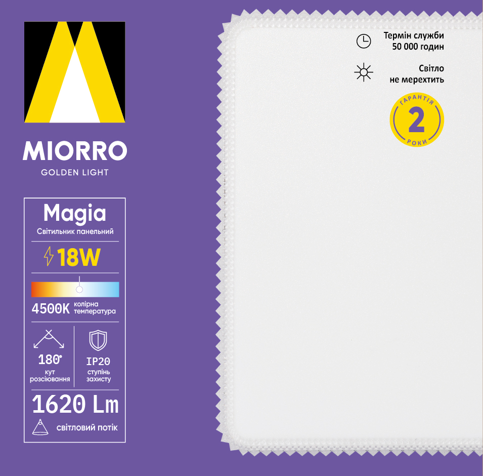 Светильник светодиодный Miorro Led Magia 4500К 1620Лм Ø150*H40 пластик 18 Вт белый 51-312-005