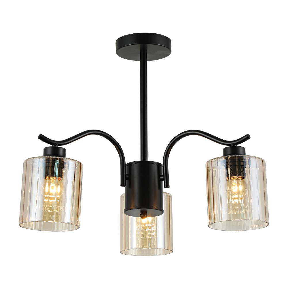 Люстра Miorro Glamour 3x40 Вт E27 матовый черный/янтарный 51-311-187