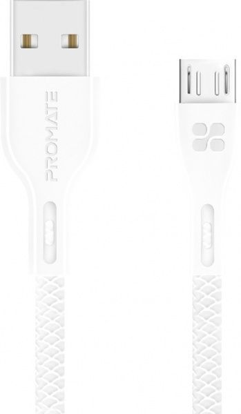Кабель Promate USB – microUSB 1,2 м білий (powerbeam-m.white) 
