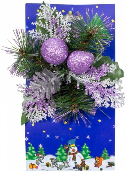 Гілочка декоративна хвойна з бузковими ягодами 20 см 470815  