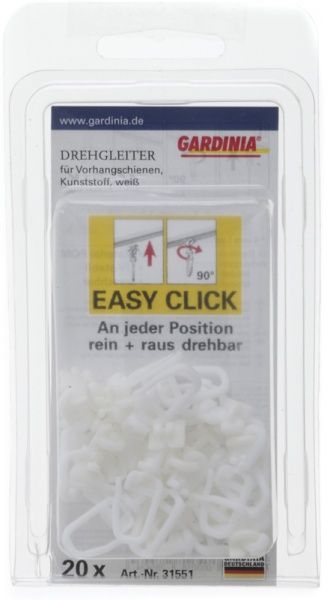 Гачки Gardinia поворотні 31551 для стельової шини набірний білий 20 шт. 