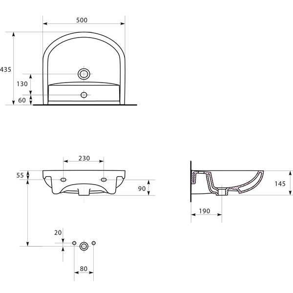 Умывальник Cersanit Arteco 50