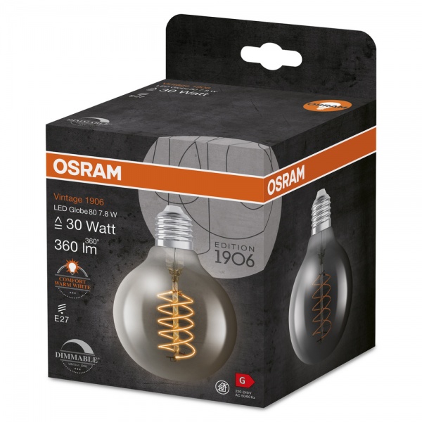 Лампа світлодіодна Osram Vintage FIL G80 818 SM dim 7,8 Вт прозора E27 220 В 1800 К 