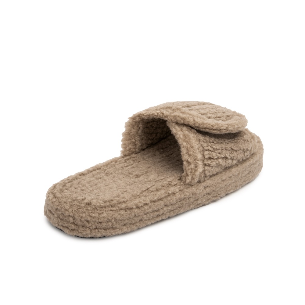 Тапки домашние Twins флис/липучка на платформе 12720 р.40 бежевый