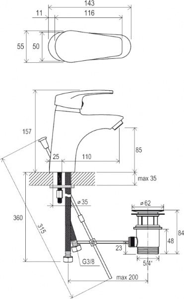 Змішувач для умивальника Ravak NEO NO 011.00 X070016