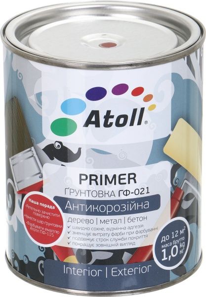 Грунтовка Atoll антикоррозийная ГФ-021 черный мат 0,9кг