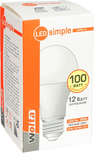 Лампа світлодіодна Wolta 12 Вт A60 матова E27 220-240 В 3000 К 25Y60BL12E27-S 