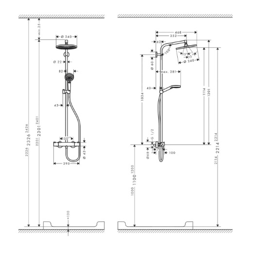 Душевая система Hansgrohe MOVENTA S 240 1jet EcoSmart Showerpipe с термостатом