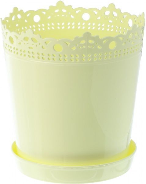 Горшок пластиковый Алеана Ришелье круглый 2л желтый 