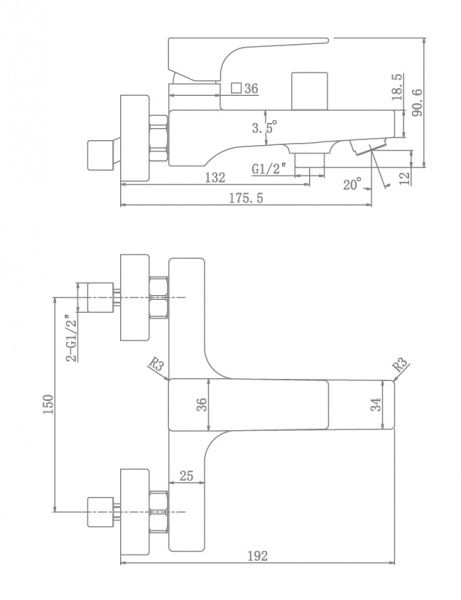 Смеситель для ванны Aqua Rodos ELITE хром 90671