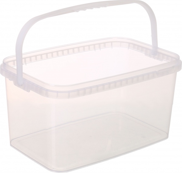Відро без кришки Пласт-Бокс прямокутне з пластиковою ручкою низьке 10 л прозорий 