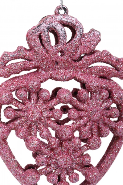 Декоративна підвіска Серце 11 см HFK915 рожевий