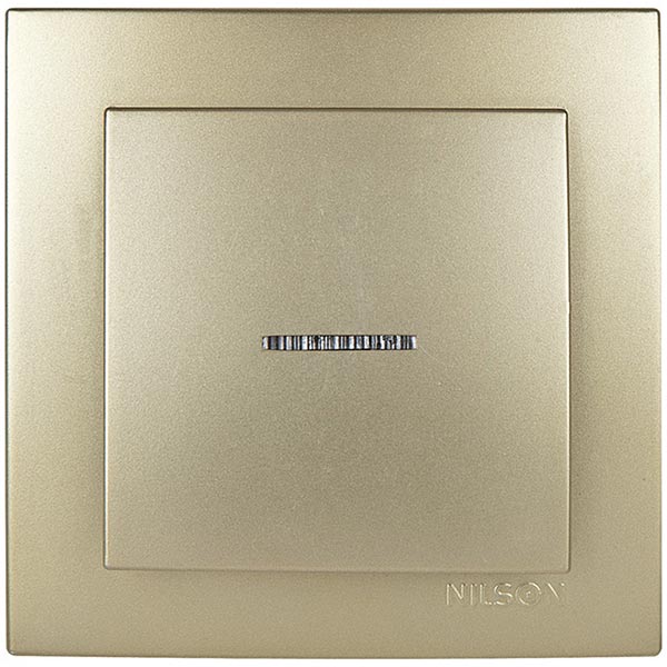 Вимикач одноклавішний Nilson Touran з підсвіткою 10 А 230В IP20 золотий