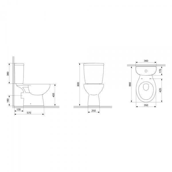 Унітаз-компакт AM.PM Damixa Palace Bit без обідка з сидінням мікроліфт 318600SC