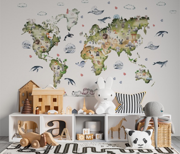 Наліпка Lipastick Дитяча мапа UA з тваринами 200x120 см