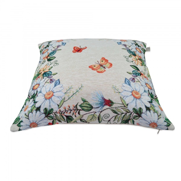 Подушка декоративная Alicia бабочки и цветы 45x45 см 1001 Бежевая Прованс 