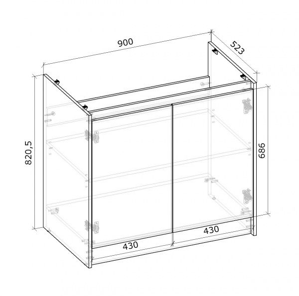 Тумба нижня під мийку МС Ідея КРАФТ НМУ 90/82/525 універсальна крафт золотий Грейд