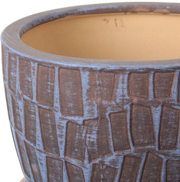 Горщик Viet Thanh Ceramic з блюдцем кладка 22х18 см VT.11558-2 круглий коричневий 