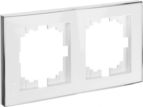 Рамка двухместная Lezard Rain вертикальная белый с хромированной вставкой 703-0225-152