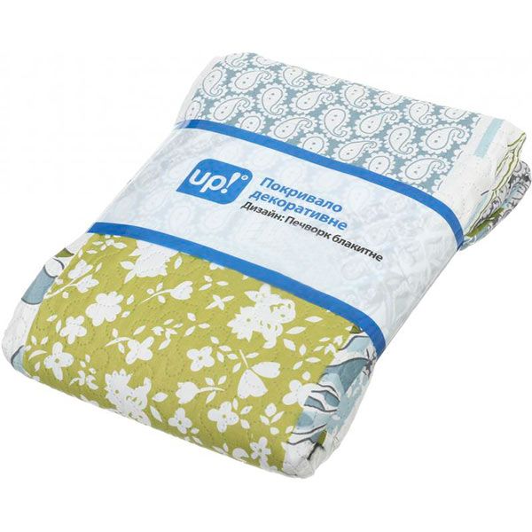 Покривало Печворк 220x240 см UP! (Underprice) блакитний із малюнком 