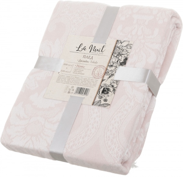 Плед Toledo 200x220 см рожевий із білим La Nuit 