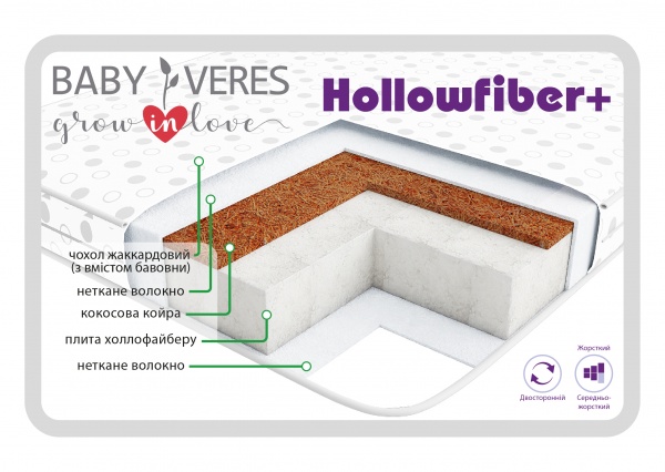 Матрац дитячий Hollowfiber+ Baby Veres 60х120 см