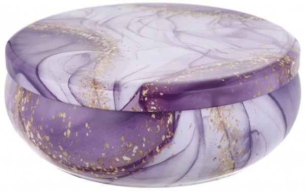 Свічка у металевій банці Марбл фіолетова 13,4x5 см