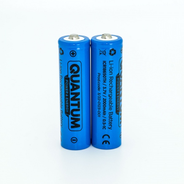 Аккумулятор Quantum с клеммным выступом ICR 18650 2 шт. (ICR18650TH/2000-PB2) 