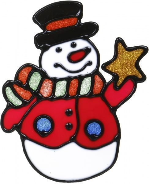 Наклейка на стекло новогодняя Снеговик 16 см SDZ-D1338 