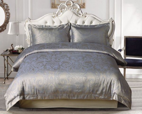 Комплект постільної білизни Delicacy2 сріблястий із синім La Nuit 
