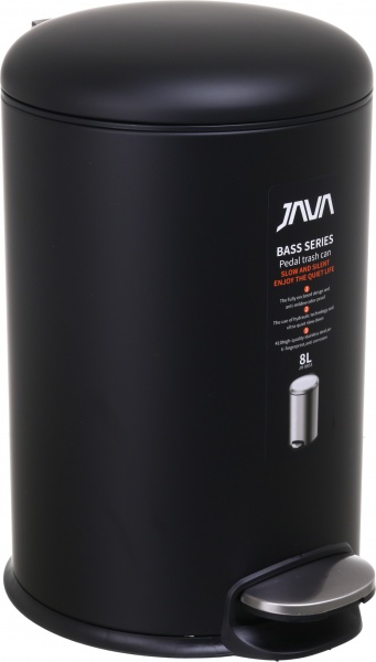 Ведро с педалью Java JH-8853 — 8L black SOFT CLOSE