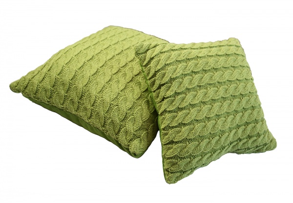 Подушка декоративная Косы 33x33 см травяной 