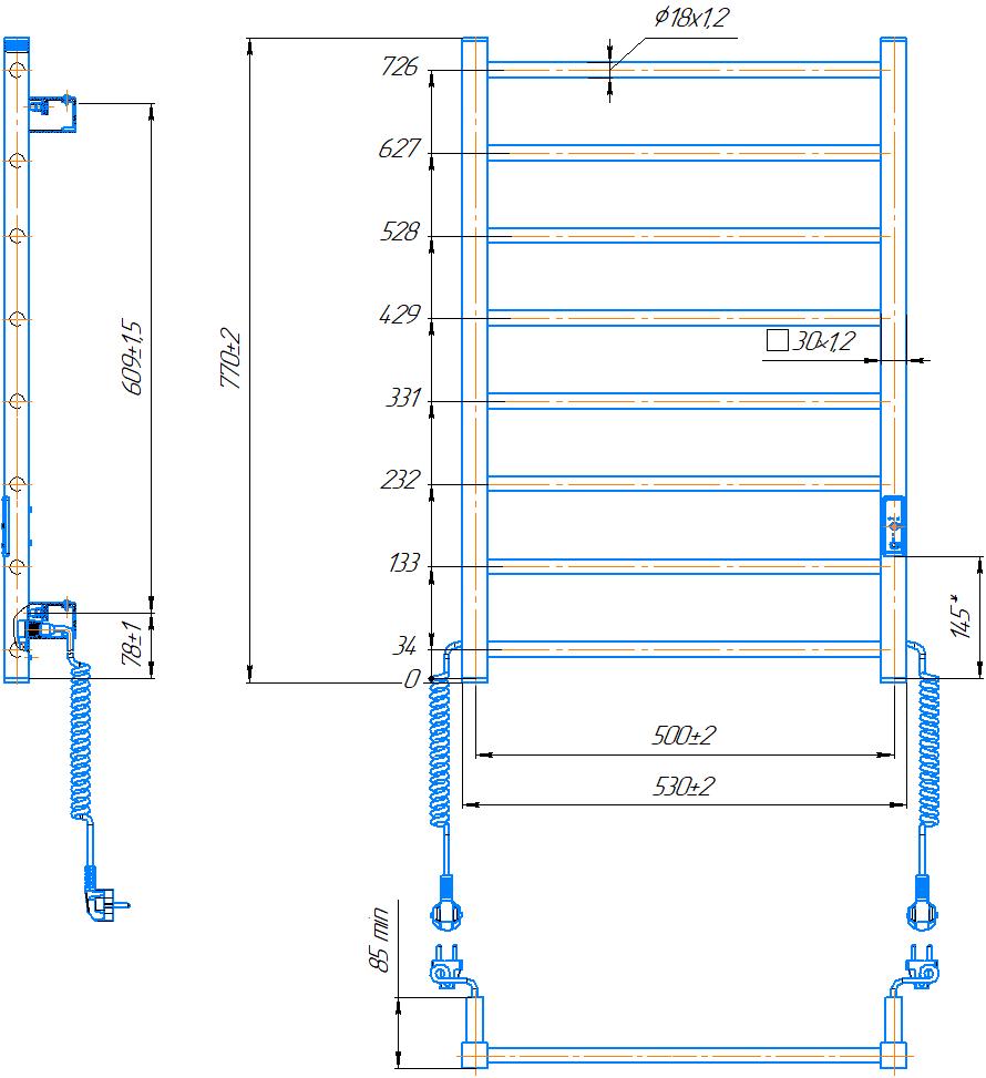 Рушникосушарка електрична HYGGE FAMILY Leeds 770x530 білий мат