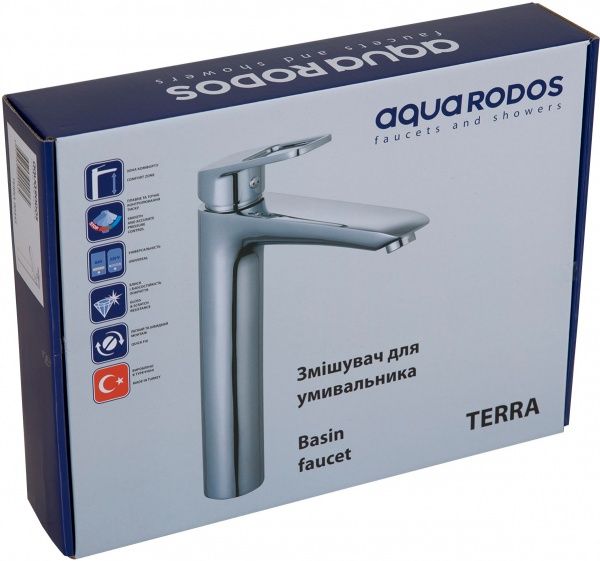 Змішувач для умивальника Aqua Rodos Terra 90445 хром