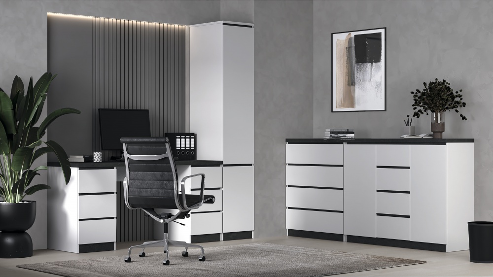 Комод Світ Меблів 4Ш Мия 980x400 мм нимфея альба/бетон темный/нимфея альба